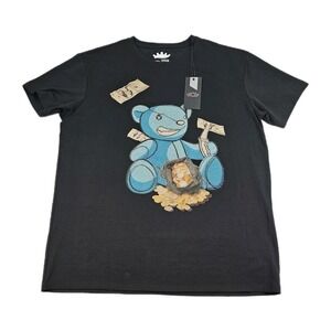 Heads or Tails Blue Money Bear Rhinestone T Shirt W Bag Of Gold Coins Stretch